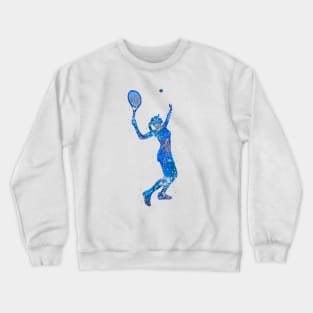 Tennis player girl blue art Crewneck Sweatshirt